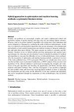 Hybrid approaches to optimization and machine learning methods: a systematic literature review