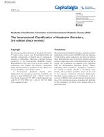 The International Classification of Headache Disorders, 3rd edition (beta version)