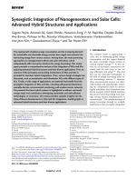 Synergistic Integration of Nanogenerators and Solar Cells: Advanced Hybrid Structures and Applications