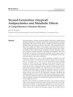 Second-Generation (Atypical) Antipsychotics and Metabolic Effects A Comprehensive Literature Review