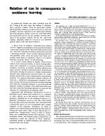 Relation of cue to consequence in avoidance learning