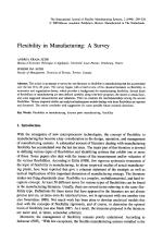 Flexibility in Manufacturing: A Survey