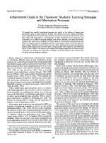 Achievement Goals in the Classroom: Students' Learning Strategies and Motivation Processes