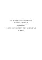 POLITICS AND THE EFFECTIVENESS OF FOREIGN AID