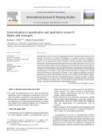 Generalization in quantitative and qualitative research: Myths and strategies