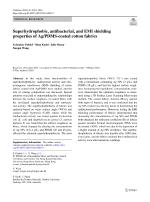 Superhydrophobic, antibacterial, and EMI shielding properties of Ag/PDMS-coated cotton fabrics