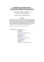 DISTRIBUTED GENERATION: DEFINITION, BENEFITS AND ISSUES