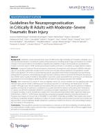 Guidelines for Neuroprognostication in Critically Ill Adults with Moderate–Severe Traumatic Brain Injury
