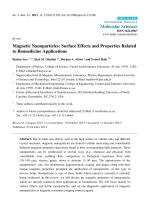 Magnetic Nanoparticles: Surface Effects and Properties Related to Biomedicine Applications
