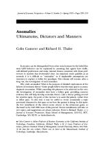 Anomalies: Ultimatums, Dictators and Manners