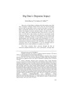 Big Data’s Disparate Impact