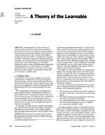 A Theory of the Learnable