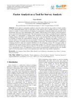 Factor Analysis as a Tool for Survey Analysis