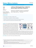 A Review of Rechargeable Zinc–Air Batteries: Recent Progress and Future Perspectives
