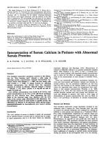 Interpretation of Serum Calcium in Patients with Abnormal Serum Proteins