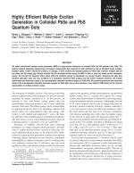 Highly Efficient Multiple Exciton Generation in Colloidal PbSe and PbS Quantum Dots