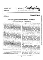 Cardiac Arrest Following Regional Anesthesia with Etidocaine or Bupivacaine