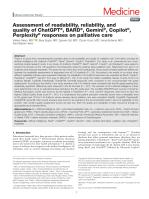 Assessment of readability, reliability, and quality of ChatGPT®, BARD®, Gemini®, Copilot®, Perplexity® responses on palliative care