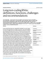Long non-coding RNAs: definitions, functions, challenges and recommendations