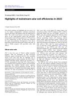 Highlights of mainstream solar cell efficiencies in 2023
