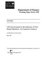CEO Involvement in the Selection of New Board Members: An Empirical Analysis