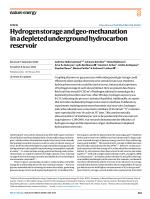 Hydrogen storage and geo-methanation in a depleted underground hydrocarbon reservoir