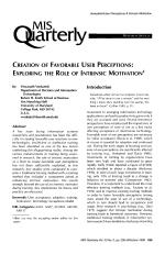 CREATION OF FAVORABLE USER PERCEPTIONS: EXPLORING THE ROLE OF INTRINSIC MOTIVATION