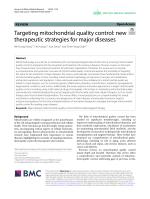 Targeting mitochondrial quality control: new therapeutic strategies for major diseases