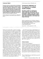 Consensus statement on the diagnosis of multiple system atrophy