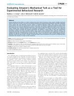 Evaluating Amazon’s Mechanical Turk as a Tool for Experimental Behavioral Research