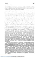 THE PSYCHOLOGY OF THE LANGUAGE LEARNER: INDIVIDUAL DIFFERENCES IN SECOND LANGUAGE ACQUISITION