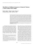 The Effects of Children’s Exposure to Domestic Violence: A Meta-Analysis and Critique