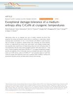 Exceptional damage-tolerance of a medium-entropy alloy CrCoNi at cryogenic temperatures