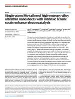 Single-atom Mo-tailored high-entropy-alloy ultrathin nanosheets with intrinsic tensile strain enhance electrocatalysis