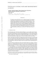 CONTINUOUS CONTROL WITH DEEP REINFORCEMENT LEARNING