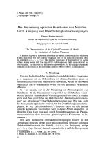 Die Bestimmung optischer Konstanten von Metallen durch Anregung von Oberflächenplasmaschwingungen