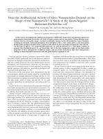 Does the Antibacterial Activity of Silver Nanoparticles Depend on the Shape of the Nanoparticle? A Study of the Gram-Negative Bacterium Escherichia coli
