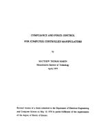 COMPLIANCE AND FORCE CONTROL FOR COMPUTER CONTROLLED MANIPULATORS