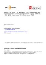 Inflammation and Metabolism in Tissue Repair and Regeneration