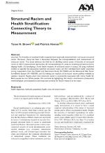 Structural Racism and Health Stratification: Connecting Theory to Measurement