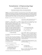 Normalization: A Preprocessing Stage