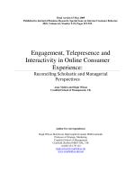 Engagement, Telepresence and Interactivity in Online Consumer Experience: Reconciling Scholastic and Managerial Perspectives