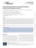 Perils and opportunities in using large language models in psychological research