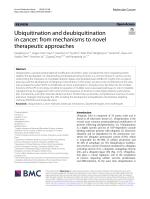 Ubiquitination and deubiquitination in cancer: from mechanisms to novel therapeutic approaches