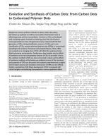 Evolution and Synthesis of Carbon Dots: From Carbon Dots to Carbonized Polymer Dots