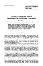 The Dining Cryptographers Problem: Unconditional Sender and Recipient Untraceability