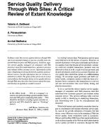 Service Quality Delivery Through Web Sites: A Critical Review of Extant Knowledge