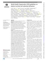 World Health Organization 2020 guidelines on physical activity and sedentary behaviour