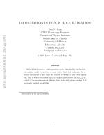 INFORMATION IN BLACK HOLE RADIATION