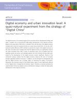 Digital economy and urban innovation level: A quasi-natural experiment from the strategy of "Digital China"